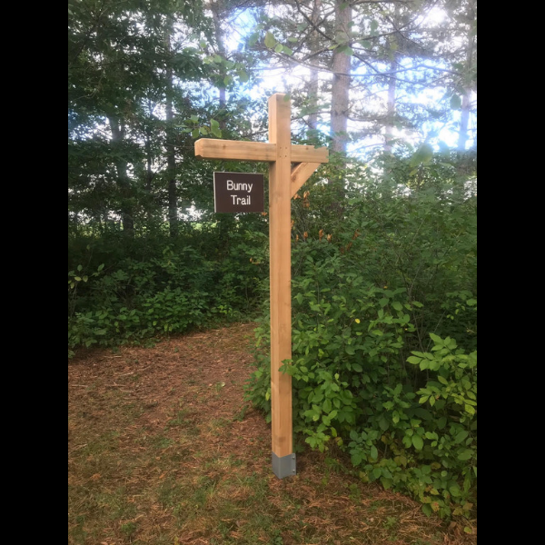 Custom Bunny Trail sign using brown-white-brown color core