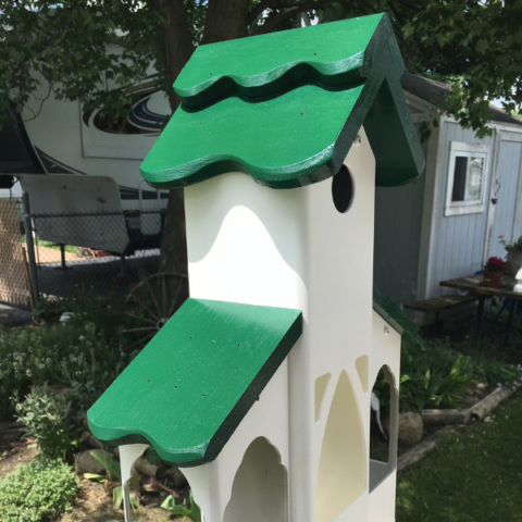 A Bird Tower customized with a green roof
